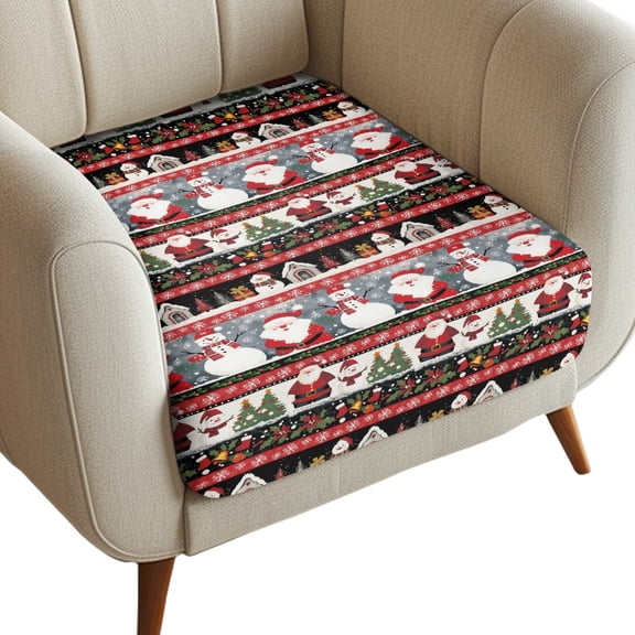 Renewold Santa Claus Snowman House Couch Seat Cushion Cover Separate Sofa Seat Cushion Slipcover Wear-Resistant Armchair Seat Cover Washable Stay in Place for Kids, Pets, S