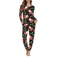 thumbnail image 1 of Renewold Santa Snowflake Pajamas for Women Warm Crew Neck Loungewear Sweatsuit Sweatpants Set of 2 with Pocket Durable Christmas Sweatsuit Tops Size 5XL, 1 of 4