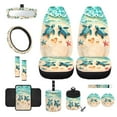 thumbnail image 1 of Renewold Sea Turtle Beach Front Car Seat Covers Full Set 12 PCS, with Steering Wheel Center Console Rearview Mirror Cover Seat Belt Pads Coasters Trash Bin Phone Holder Cup Holders Key Ring, 1 of 7