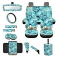thumbnail image 1 of Renewold Sea Turtle Compass Car Seat Covers Full Set, with Steering Wheel Cover Safe Belt Pads Handbrake Cover Set Coasters Garbage Container Rear View Mirror Car Center Console Cover, Set of 14, 1 of 7