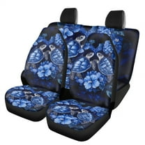 Renewold Sea Turtle Flower Blue Car Front Back Seat Covers Full Set, Universal Fit Most Car SUV Van Truck, Fashion Auto Accessories for Women Men
