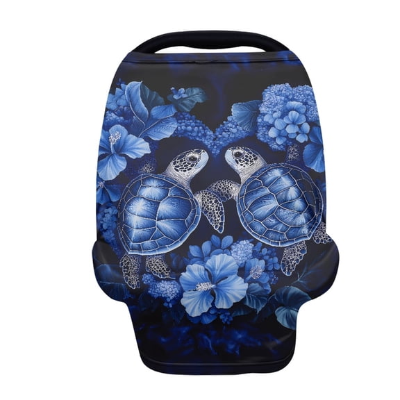 Renewold Sea Turtle Flower Blue Infant Car Seat Cover Adorable Stretchy Nursing Scarf Car Seat Canopy Shopping Cart Cover High Chair Cover Protect Babies Breastfeeding Mothers