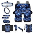 thumbnail image 1 of Renewold Sea Turtle Flower Car Seat Cover Full Set 14 PCS, Steering Wheel Cover Seat Belt Cover Trash Can Rear View Mirror Cover Coaster Center Console Cover Gear Shift Knob Cover Set Universal Fit, 1 of 7