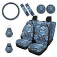 thumbnail image 1 of Renewold Sea Turtle Flower Wave Blue Car Seat Covers for Men Women Auto Accessories Full Set with Steering Wheel Covers Seat Belt Pad Cover Coaster Keyring 11 PCS Auto Seat Cushion Covers Set, 1 of 7