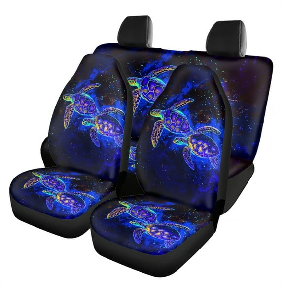 Renewold Sea Turtle Galaxy Car Front Back Seat Covers Full Set, Universal Fit Most Car SUV Van Truck, Fashion Auto Accessories for Women Men