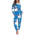 thumbnail image 1 of Renewold Skin Friendly Nightwear for Women Snowman Snowflake Crewneck Top and Pants Set Christmas Relaxed Life Time Home 2 Pieces Pajamas Sleepwear,Size M, 1 of 4