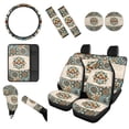 thumbnail image 1 of Renewold Skull Bohemian Flower 12 PCS Car Seat Cover Split Covers Full Set, Non-slip Steering Wheel Cover Seatbelt Strap Shoulder Cover Coasters Center Console Pad Handbrake Cover Gear Shift Cover, 1 of 7