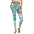 thumbnail image 1 of Renewold Sky Blue Marble Yoga Leggings for Women with Pockets Elastic Trendy Exercise Yoga Pants High Waisted Full Length Graphic Pants for Running Sports Party, XS, 1 of 8