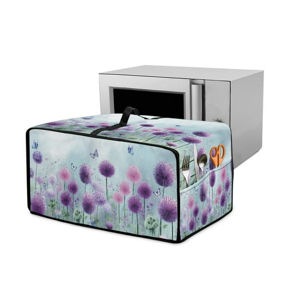 Renewold Small Appliance Cover for Toaster Oven with Accessory Pockets Stain-Resistant Dust-Proof Microwave Oven Small Appliance Cover Case, 20.5 x 16.5 x 10 Inches, Dandelion Butterfly Violet