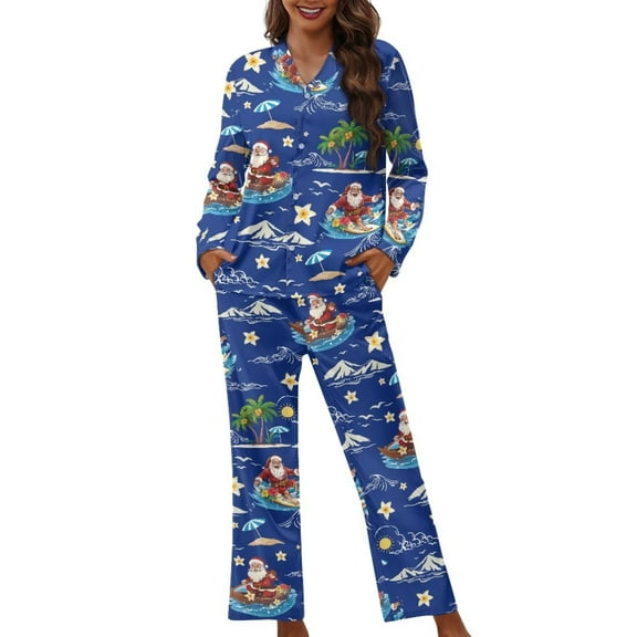 Renewold Snowman Flowers Pj Set Breathable Button Pajama O-Neck Pullover Tops & Sweatpants Christmas Life Lounge Wear 2PCS Women Night Sleep Clothes Warmth Athletic Clothing Size L