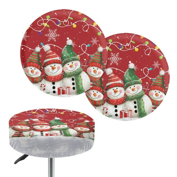 Renewold Snowman Red Green Stretch Stool Cover Pumpkin Maple Leaf Furniture Protector 14-16 Inch Soft Elastic Bar Stool Cover Washable Slipcovers Christmas Decor, 2 Count