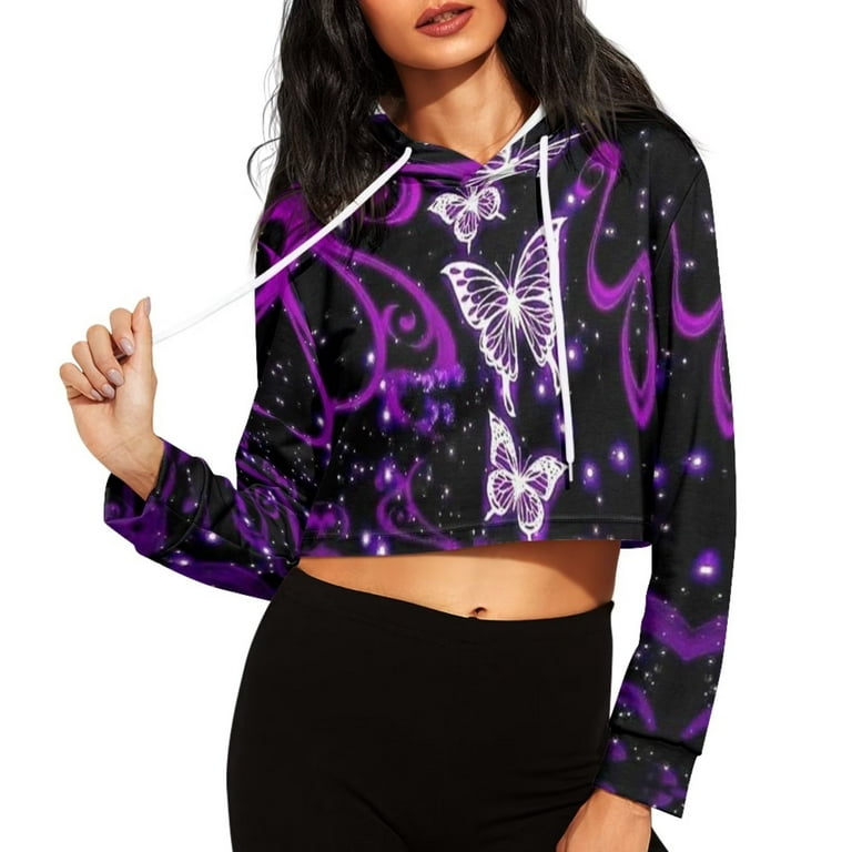 Renewold Soft Cropped Hoodie Sweatshirt for Fall Spring Women s