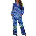 thumbnail image 1 of Renewold Soft Nightwear for Fall Spring Winter Vincent Van Gogh-The Starry Night Long Sleeve Top and Pant 2 Pieces Button-Down Pajama Set Stylish Loungewear Athletic Clothing Size M, 1 of 6