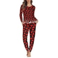 thumbnail image 1 of Renewold Soft Nightwear for Women Pajama Set Personalized Heart Graphic Long-Sleeve Pullover Tracksuit and Elastic Waist Long Pants Size 4XL 2 Packs Valentine's Day Pjs Sleepwear, 1 of 4