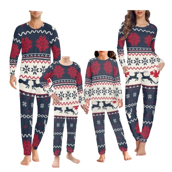 Renewold Soft Nightwear for Women Pajama Size XS Christmas Reindeer Snowflake Pajamas Top and Pants Set of 2 Casual Skin Friendly Daily Wear Nightwear for Winter