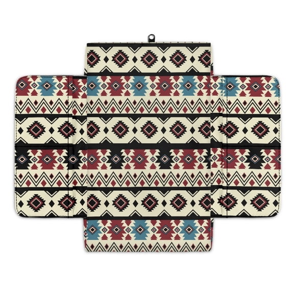 Renewold Southwest American Tribal Beige Red Auto Center Console Armrest Cover Arm Rest Seat Box Protective Cover with Side Storage Pockets Comfortable Middle Console Pad for Car Side Storage Box