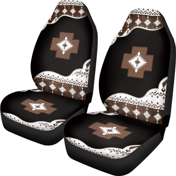 Renewold Southwest American Tribal Brown Black Car Seat Cover for Women Non-Slip Front Bench Protection, Breathable Auto Accessories Universal Fit Most Vehicles