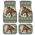 thumbnail image 1 of Renewold Southwest American Tribal Horse Flower Car Floor Mats 4 PCS with Rubber Backing Universal Fit Front & Rear Auto Rugs Full Set, Car Interior Decor for Car SUV Van Trucks, 1 of 7