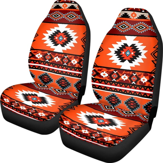 Renewold Southwest American Tribal Red Orange Auto Seat Covers Front Seats for SUV Truck Sedans Seats Washable Breathable Car Interior Accessories, Easy to Install
