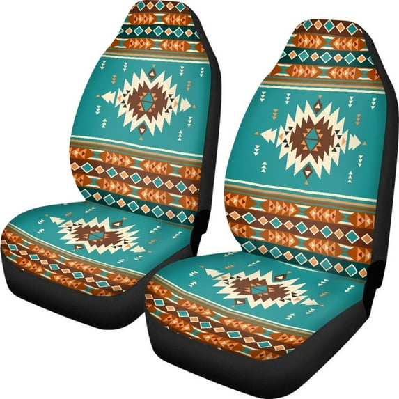 Renewold Southwest American Tribal Teal Auto Seat Covers Front Seats for SUV Truck Sedans Seats Washable Breathable Car Interior Accessories, Easy to Install