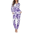 thumbnail image 1 of Renewold Splendid Women's Long Sleeve Lounge Top and Cozy Bottom Pant Pajama Set Bohemian Style Flower Print Pj Fall Winter Night Sleepwear Size 4XL, 1 of 5