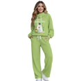 thumbnail image 1 of Renewold St. Patrick's Day 2 Piece Lounge Sets Petite for Women Matching Set Track Suit Mock Neck Sweatshirts and Wide Leg Pants Workout Clothes for Jogging, Green Clover Gold Coin Cat, XS, 1 of 7