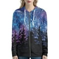 thumbnail image 1 of Renewold Starry Sky Night Forest Print Sweatshirt Zip Up Hoodies for Women Size XL Soft Fabric Feeling Well Jacket Office Leisure Daily Coat with Pocket, 1 of 5