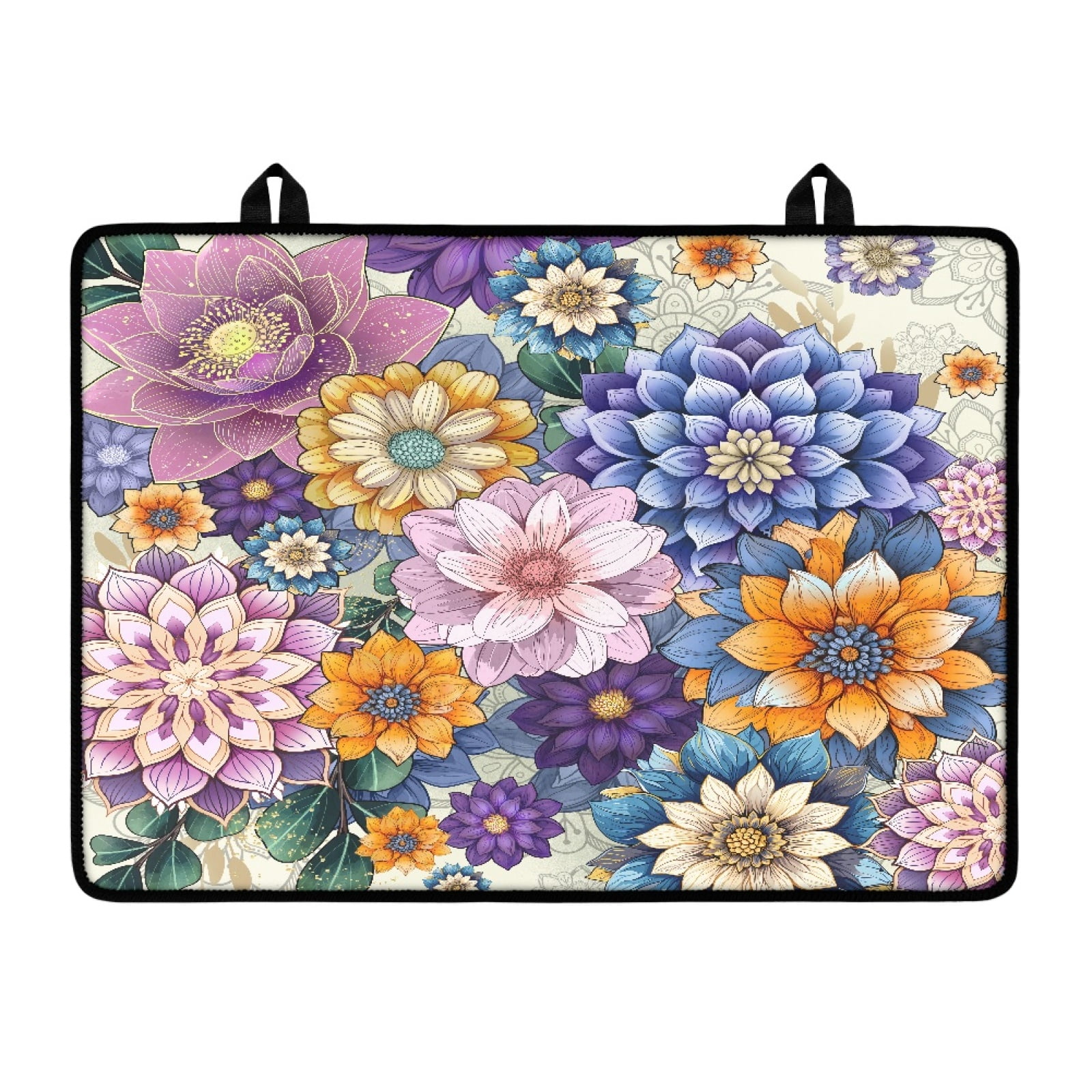 Renewold Stove Cover for Glass Top Stove, Scratch Resistant Stove Top Cover Heat Resistant Foldable Cooktop Cover Extra Counter Space, 29 x 21 Inch, Bohemian Flower Pink Yellow