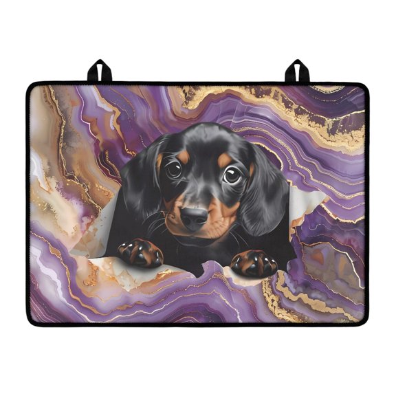 Renewold Stove Top Cover Electric Glass Stove Top Mat Heat Resistant Non-slip Cooktop Protector Multipurpose Stove/Counter/Washer Top Protector Cover, Dachshund Violet Marble