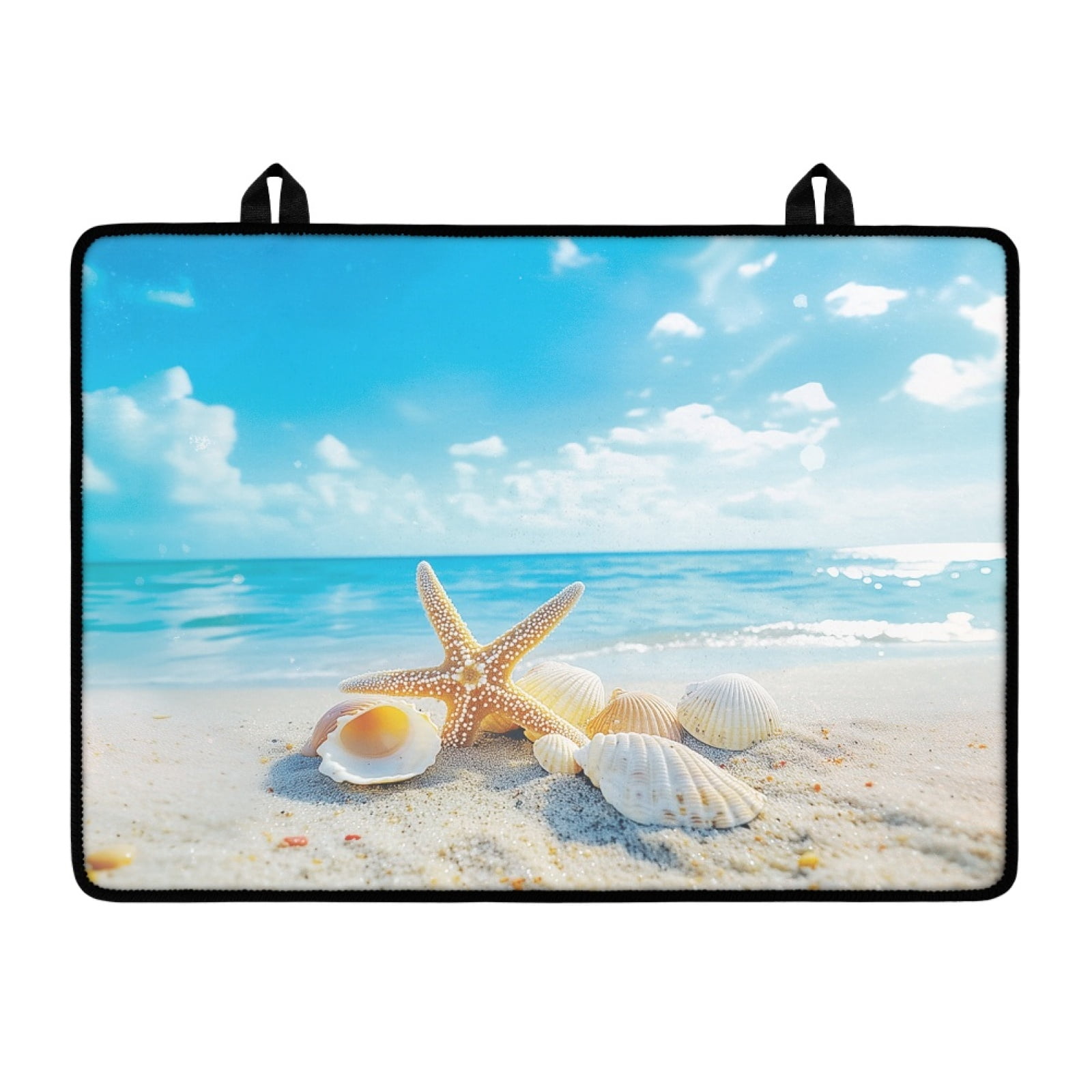 Renewold Stove Top Cover for Electric Stove, Non-skid Glass Electric Stove Top Mat, Induction Electric Stove Top Protector for Kitchen Counter Top, Beach Starfish Seashell Blue Sky