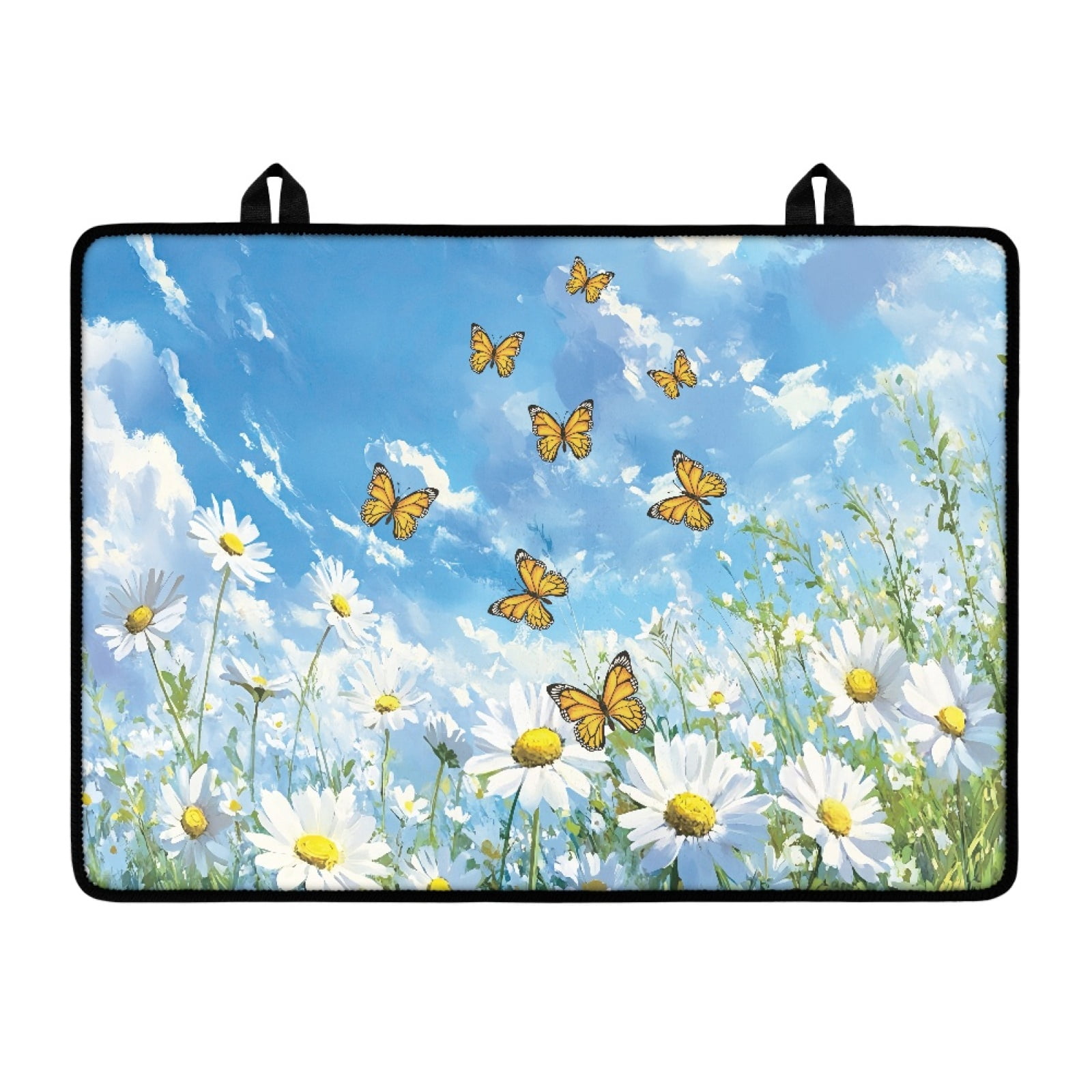 Renewold Stove Top Cover for Electric Stove, Non-skid Glass Electric Stove Top Mat, Induction Electric Stove Top Protector for Kitchen Counter Top, Butterfly Daisy Blue Sky