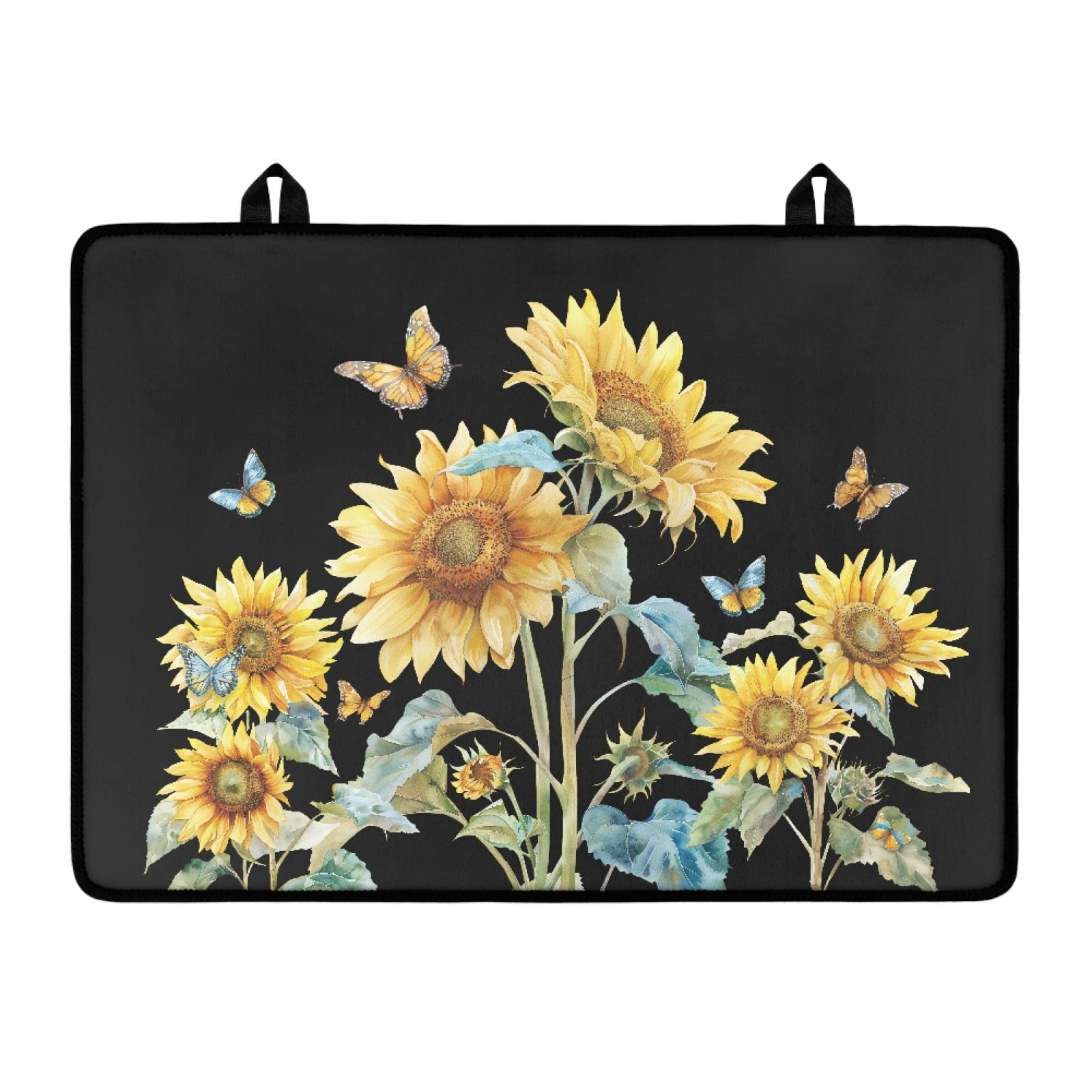 Renewold Stove Top Cover for Electric Stove, Non-skid Glass Electric Stove Top Mat, Induction Electric Stove Top Protector for Kitchen Counter Top, Sunflower Butterfly Black