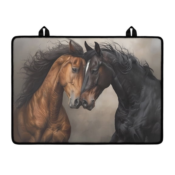 Renewold Stove Top Cover Non-slip Electric Glass Stove Mat Oil Resistant Flat Top Oven Protector Versatile Stove/Counter/Washer Top Protector Mat, Brown Black Horse