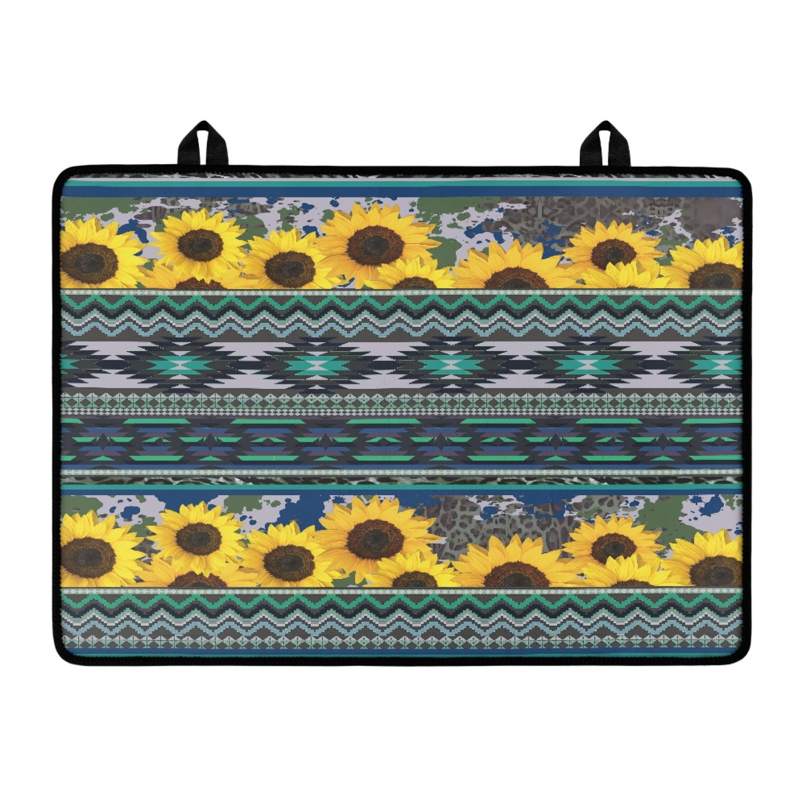 Renewold Stove Top Cover Protector for Glass Stove, Anti-slip Cooktop Mat Scratch Resistant Oven Mat Protector Range Cover Extra Kitchen Space, American Tribal Sunflower Cow Print Teal