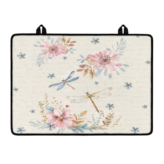 Renewold Stove Top Cover Protector for Glass Stove, Anti-slip Cooktop Mat Scratch Resistant Oven Mat Protector Range Cover Extra Kitchen Space, Dragonfly Flower Beige