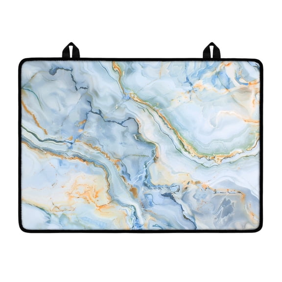 Renewold Stove Top Cover Protector Glass Stove Guard Anti-slip Scratch Resistant Cooktop Protector Range Cover Extra Counter Space, 29'' x 21'', Baby Blue Gold Marble