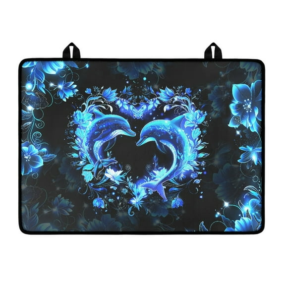 Renewold Stove Top Cover Protector Non-skid Ceramic Electric Cooktop Cover for Glass Stove Top Versatile Flat Top Oven Cover for Kitchen Counter Top, Dolphin Flower Blue