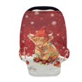 thumbnail image 1 of Renewold Stretchy Baby Car Seat Cover Carseat Canopy for Babies Universal Baby Breastfeeding Stroller High Chair Shopping Cart Cover Christmas Decor, Christmas Highland Cow Red, 1 of 7