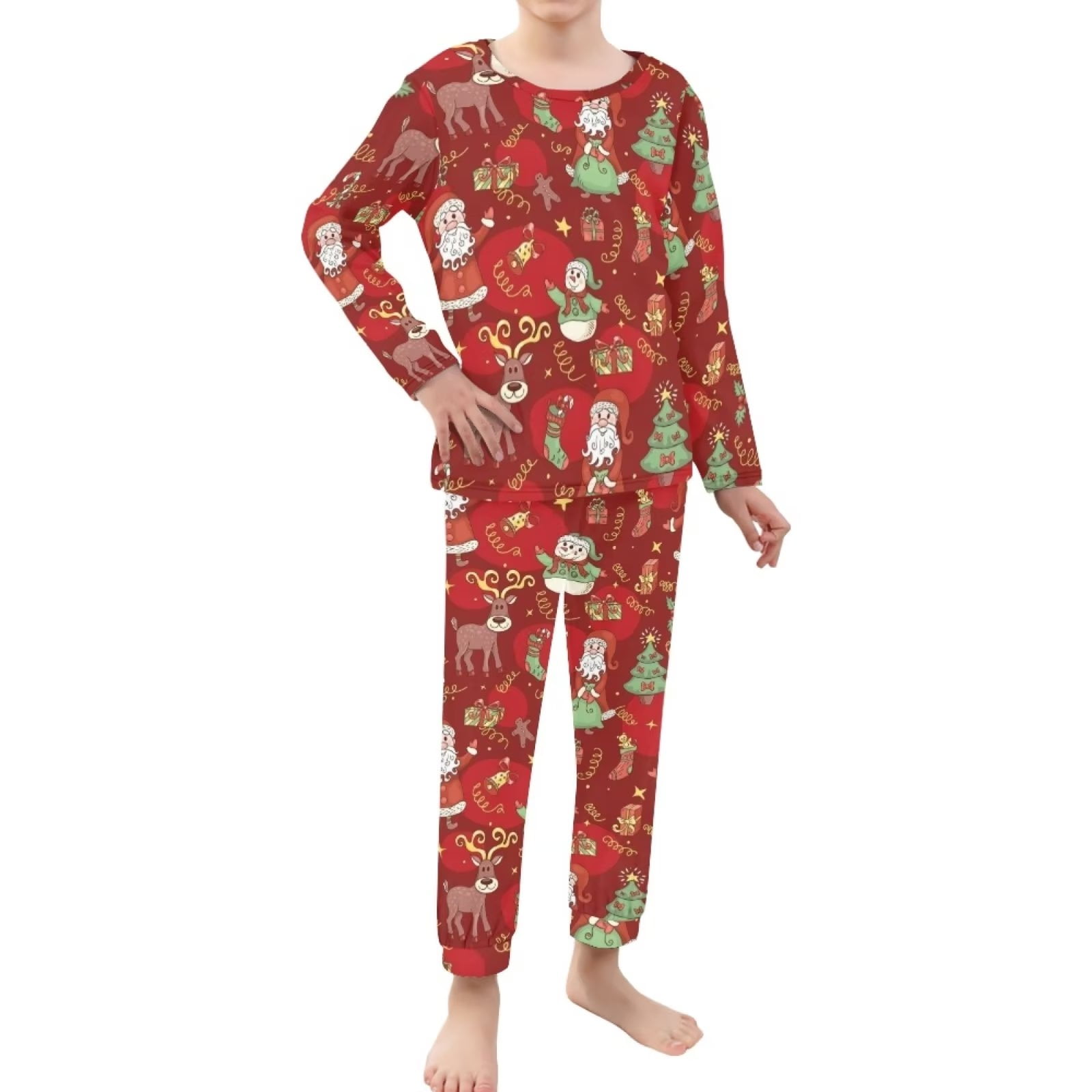 SoftSnooze™ Red Yuletide Yeehaw Ruffle Long Sleeve Pajama main image 1