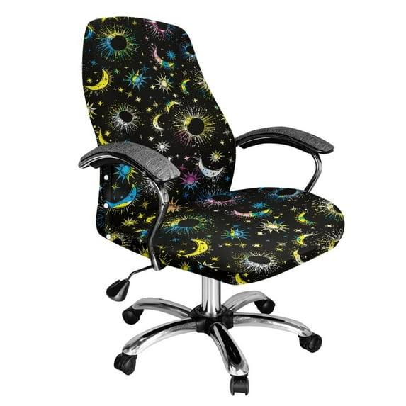 Renewold Sun Moon Star Colorful Office Chair Cover Decorative Rotating Chair Slipcover Stretch Soft Chair Protector Cover for Desk Computer Chair with Elastic Bottom, L