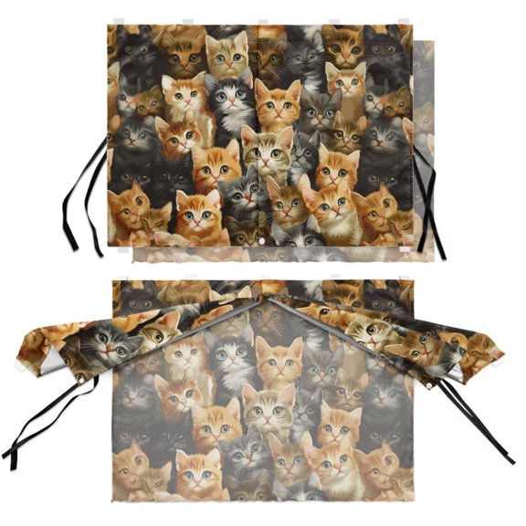 Renewold Sun Shade for Car Side Window Double Layer Car Window Shades for Side Windows Keeps Cooler Privacy Baby Auto Accessories with Straps, Cat Print