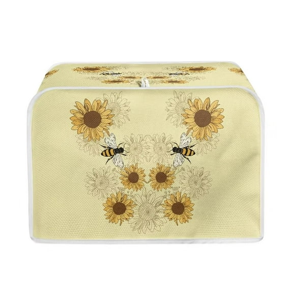 Renewold Sunflower Bee Toaster Cover 4 Slice Wide Slot Bread Maker Machine Dust Cover Dirt-Resistant Small Appliance Cover for Kitchen Home