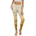 thumbnail image 1 of Renewold Sunflower Butterfly Yellow Yoga Leggings for Women with Pockets Trendy Running Yoga Pants High Waisted Tummy Control Graphic Pants Tights for Cycling Yoga Sports, XXL, 1 of 8