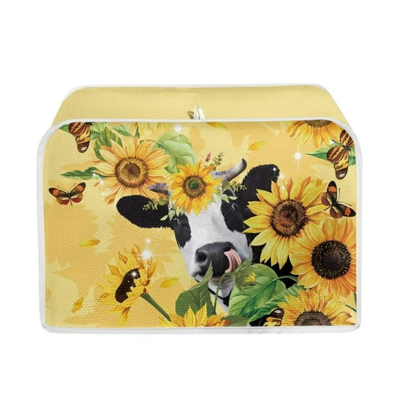 Renewold Sunflower Cow Butterfly Toaster Cover Dustproof Cover 4 Slice Wide Slot Bread Machine Cover Stain Resistant Kitchen Appliance Cover