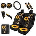 thumbnail image 1 of Renewold Sunflower Paw Car Seat Cover with Steering Wheel Cover+Cup Coasters+Seatbelt Pads+Armrest Cover+Gear Shift Cover+Handbrake Cover 12pcs Set,Soft Auto Seat Interior Accessories for Sedan SUV, 1 of 9
