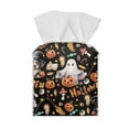 thumbnail image 1 of Renewold Tissue Box Cover for Bathroom Vanity Counter Tops,Bedroom Dressers,Night Stands,Home Office Desks,Tables Halloween Dog Candy Pumpkins Tissues Cube Box,PU Leather, 1 of 5