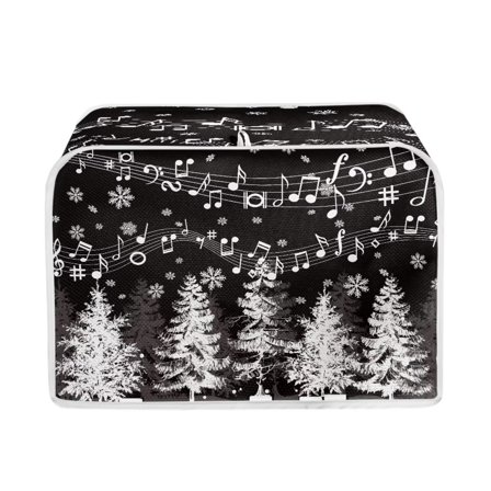 Renewold Toaster Cover 2 Slice Durable Notes Xmas Trees Wide Slot Bread Maker Cover for Kitchen Appliance Christmas Decoration Easy to Clean Oven Protector Covers