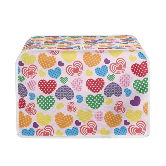 Renewold Toaster Cover 2 Slice Wide Slot Kitchen Appliance Dust Protective Cover Valentine's Day Colorful Hearts Bread Maker Cover Keep off Liquid Oil Stain Food Spot