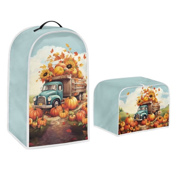 Renewold Toaster Cover 4 Slice and Blender Cover Fall Harvest Pumpkins Wide Slot Bread Maker Cover Thanksgiving Truck Stand Mixer Coffee Maker Case Protector Covers Organzier for Home