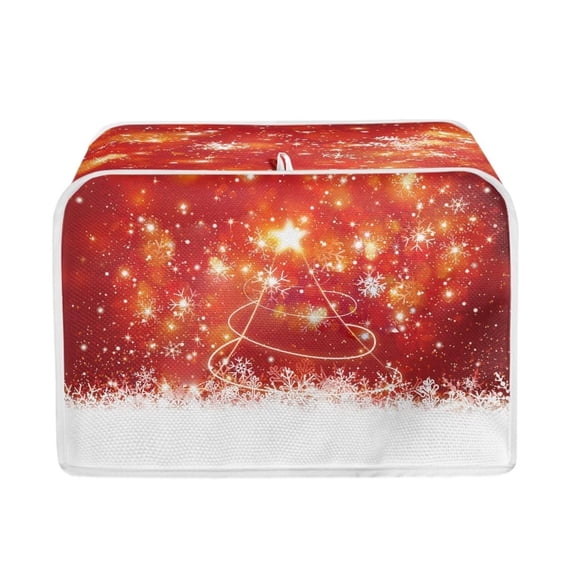 Renewold Toaster Cover for Kitchen Keep off Liquid Oil Stain Food Spot Bread Maker Cover Christmas Tree Snowflake 4 Slice Wide Slot Toaster Covers Decorative Accessories,Red